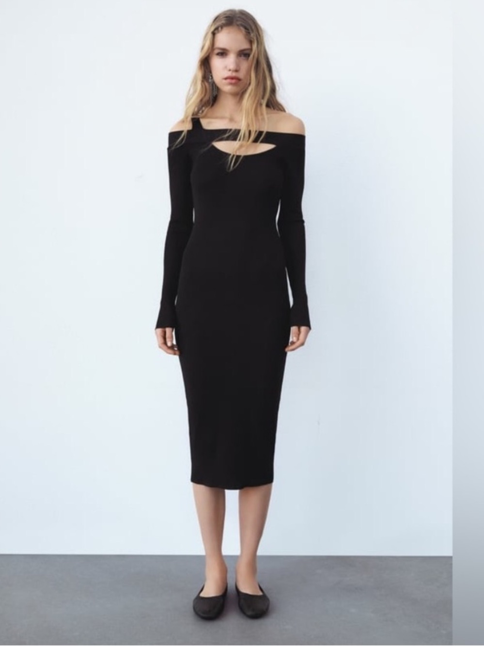 NWT Zara Cutout Knit Midi Dress size Large